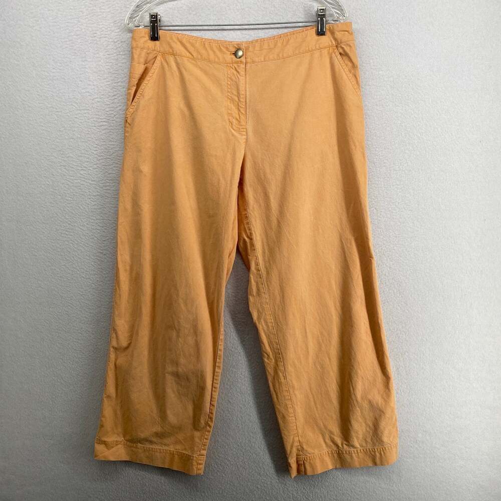 EILEEN FISHER Pants M Cotton Washed Canvas Carpenter Utility Ankle Orange VTG
